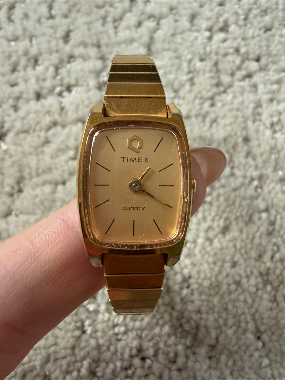 Vintage Timex K Cell Gold Tone Rectangular Women's Quartz Watch - Needs Battery